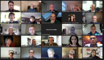 Screenshot of lots of faces on a video call